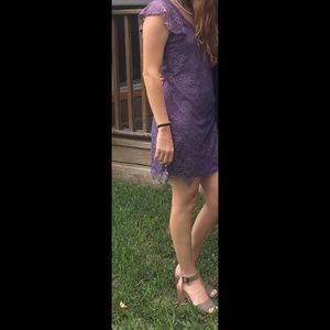 Francesca’s purple lace and ruffle dress